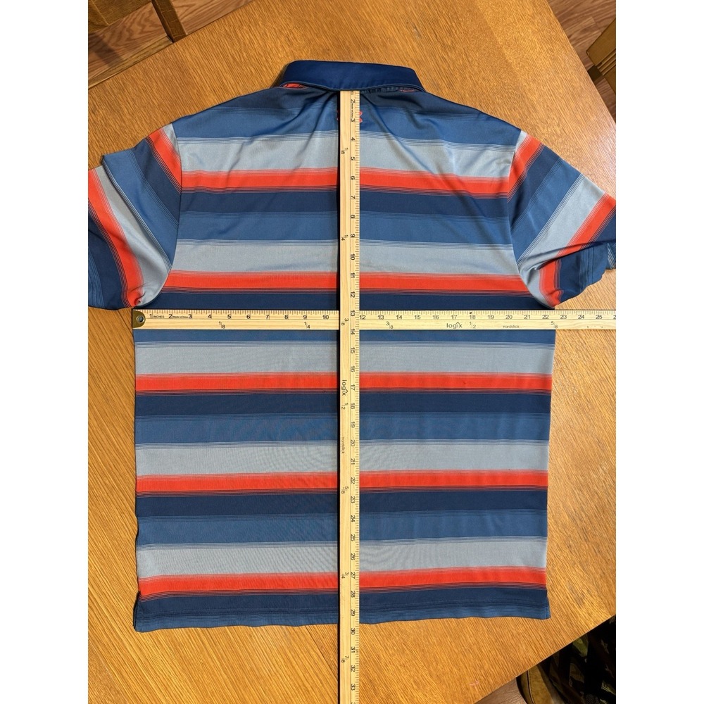 Under Armour HeatGear Coldblack Golf Polo Mens LG Blue Stripe Performance - Picture 7 of 8